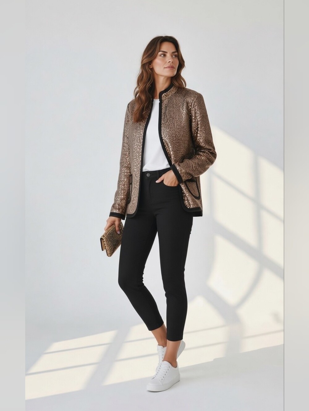 Chico's Shyanne Sequin Cheetah/Leopard Print Jacket
